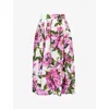 Dolce & Gabbana Womens Peonie Fuxia F.bco Floral-print Cotton Midi Skirt In Peonie Fuxia F.bco