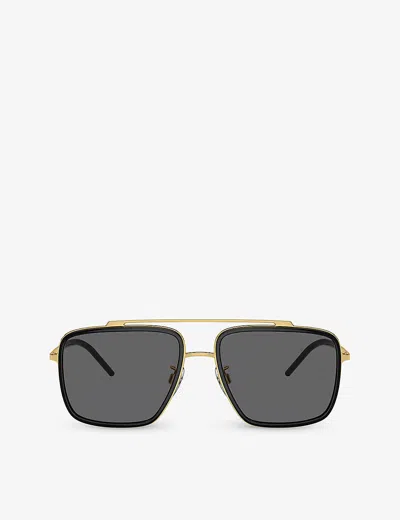 Dolce & Gabbana Dg2220 Square-frame Metal Sunglasses In Gold