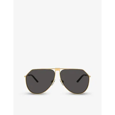 Dolce & Gabbana Dg2248 Pilot-frame Metal Sunglasses In Gold