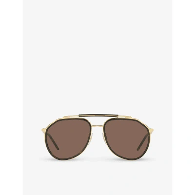 Dolce & Gabbana Dg2277 Pilot-frame Metal Sunglasses In Gold