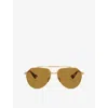 Dolce & Gabbana Womens Dg2302 Aviator-frame Metal Sunglasses Gold In Gold