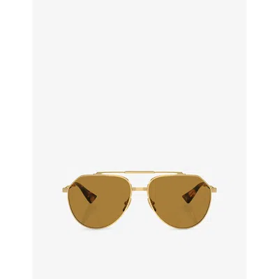 Dolce & Gabbana Womens Dg2302 Aviator-frame Metal Sunglasses Gold