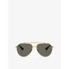Dolce & Gabbana Womens Dg2302 Aviator-frame Metal Sunglasses Gold In Gold