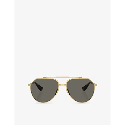 Dolce & Gabbana Womens Dg2302 Aviator-frame Metal Sunglasses Gold