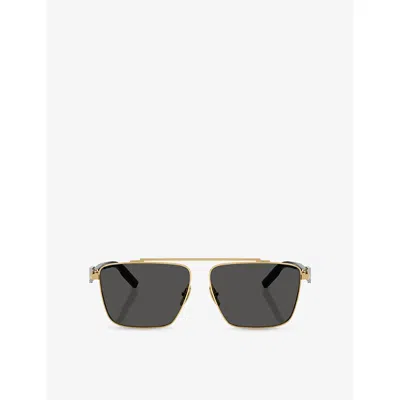 Dolce & Gabbana G2336 Square-frame Metal Sunglasses In Black