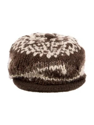 Pre-owned Dolce & Gabbana Womens' Knit Newsboy Hat In Brown