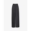 Dolce & Gabbana Womens High-rise Wide-leg Wool Trousers Melange Grigi In Melange Grigi