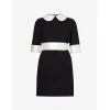 DOLCE & GABBANA COLLARED CREPE-TEXTURE WOOL-BLEND MINI DRESS