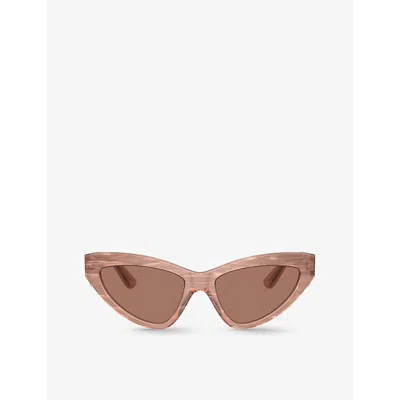 Dolce & Gabbana Logo-plaque Cat-eye Frame Sunglasses In Pink