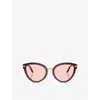 Dolce & Gabbana Womens Red Dg4492 Butterfly-frame Acetate Sunglasses