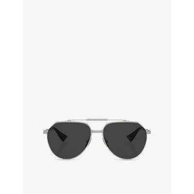 Dolce & Gabbana Womens Dg2302 Aviator-frame Metal Sunglasses Silver