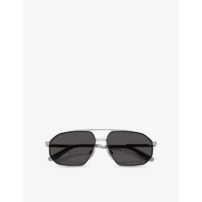 Dolce & Gabbana G2328 Aviator-frame Metal Sunglasses In Silver