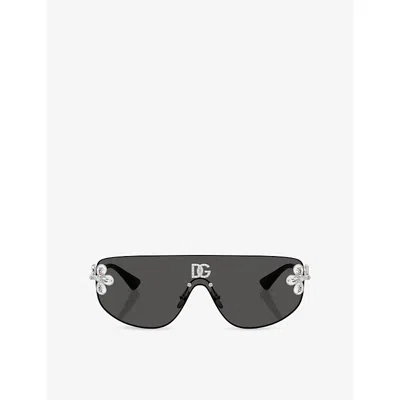 Dolce & Gabbana G2333b Shield-frame Metal Sunglasses In Black