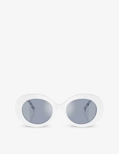 Dolce & Gabbana Dg4448 Oval-frame Acetate Sunglasses In White