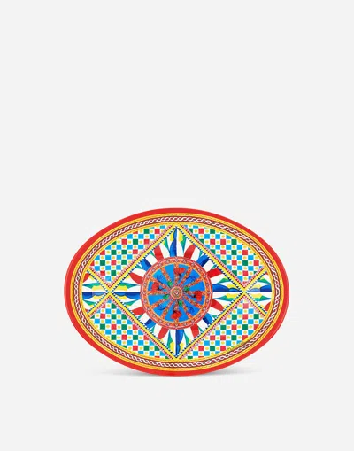 Dolce & Gabbana Wooden Tray In Multicolor