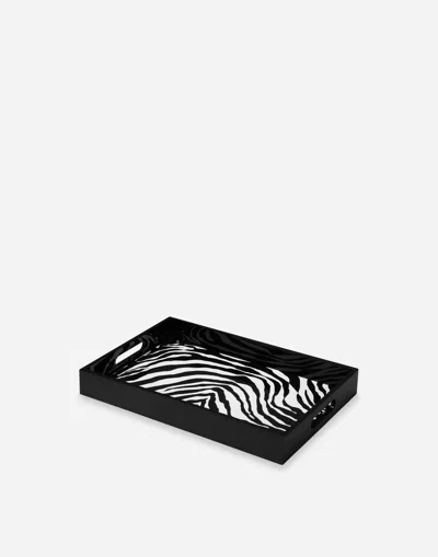 Dolce & Gabbana Wooden Tray In Multicolor