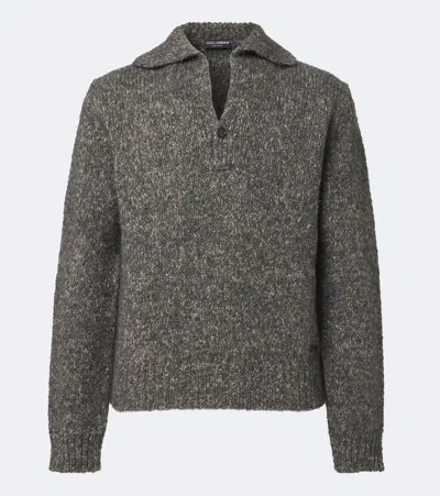Dolce & Gabbana Polopullover Aus Einem Wollgemisch In Gray