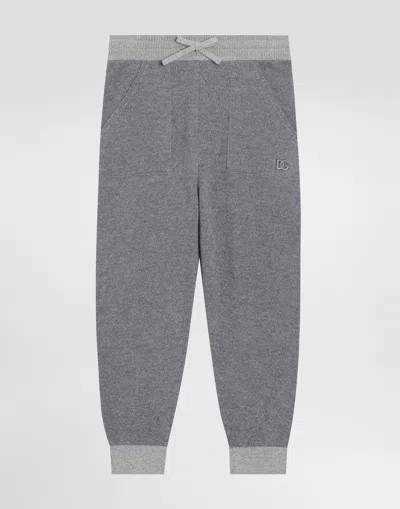 Dolce & Gabbana Kids' Wool And Cashmere Fleece Trousers In Gray
