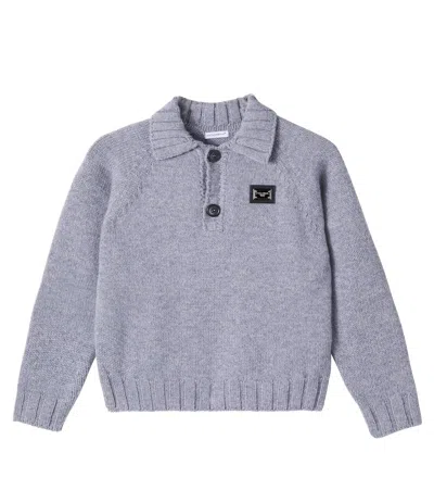 Dolce & Gabbana Kids' Wool And Cashmere Polo Sweater In Gray