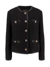 Dolce & Gabbana Wool And Silk Blazer With Jewel Buttons In Black