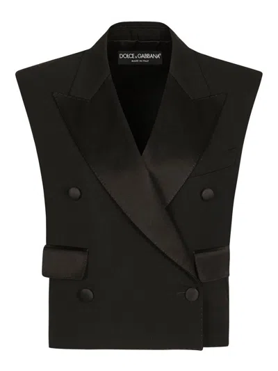 DOLCE & GABBANA WOOL AND SILK BLEND DOUBLE-BREASTED VEST