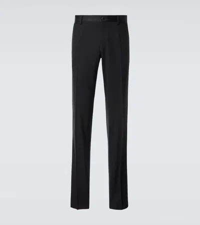 Dolce & Gabbana Wool And Silk-blend Tuxedo Pants In Black