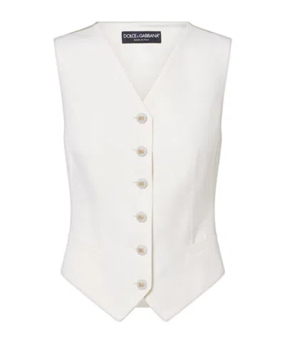 Dolce & Gabbana Wool And Silk-blend Vest In White
