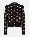 Dolce & Gabbana Logo Monogram Cardigan In Wool And Silk In Multicolor