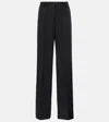 Dolce & Gabbana Wool And Silk Gabardine Wide-leg Pants In Black