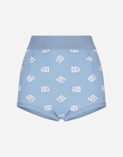 DOLCE & GABBANA WOOL AND SILK HIGH-WAISTED PANTIES WITH DG LOGO INLAY