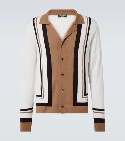 DOLCE & GABBANA WOOL AND SILK JACQUARD CARDIGAN