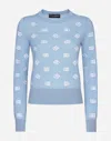 Dolce & Gabbana Light Blue Wool And Silk Jacquard Sweater In Azure