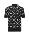 Dolce & Gabbana Men Wool And Silk Polo Shirt With Logo Monogram In Black