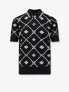Dolce & Gabbana Men Wool And Silk Polo Shirt With Logo Monogram In Black