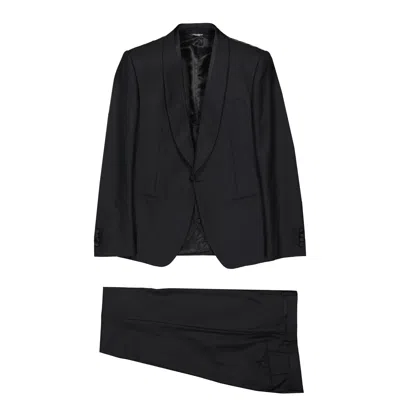 Dolce & Gabbana Wool And Silk Suit Men In Black