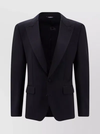 Dolce & Gabbana Wool And Silk Tuxedo Jacket In Blue