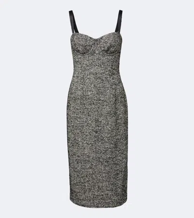 Dolce & Gabbana Wool And Silk-blend Tweed Midi Dress In Black