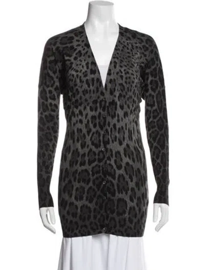 Pre-owned Dolce & Gabbana Wool Animal Print Sweater In Black