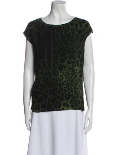 Pre-owned Dolce & Gabbana Wool Animal Print Top In Green