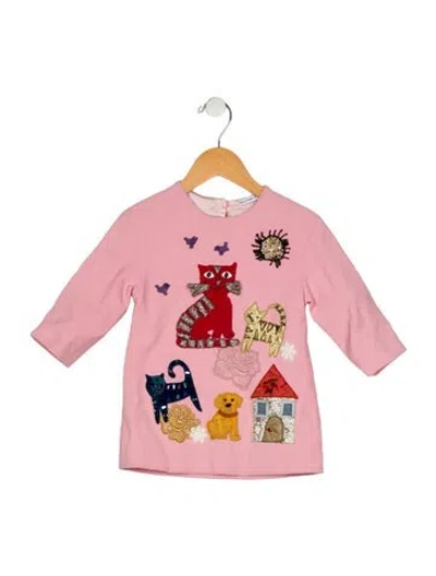 Pre-owned Dolce & Gabbana Babies' Wool Appliqué Dress W/tags In Pink