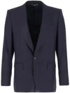Dolce & Gabbana Wool Blazer With Notch Lapel And Back Vent In Blue