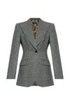 Dolce & Gabbana Tweed Jacket With Flap Pockets And Peak Lapels In Gray