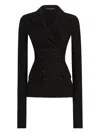 Dolce & Gabbana Double-breasted Jacket In Wool Cloth In Black