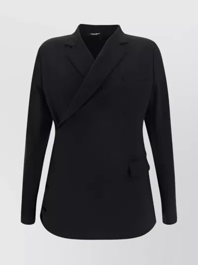 Dolce & Gabbana Wool Blazer Jacket Structured Shoulders In Black
