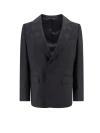 Dolce & Gabbana Wool Blazer With All-over Monogram In Black