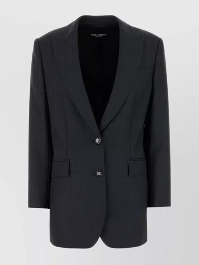 Dolce & Gabbana Wool Blazer With Back Vent And Front Pockets In Black