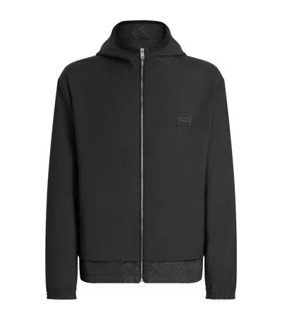 Dolce & Gabbana Wool-blend Canvas Hooded Jacket In Black