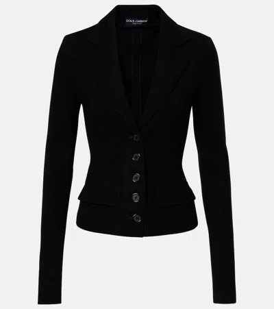 Dolce & Gabbana Women Single-breasted Jacket In Stretch Wool Canvas In Black