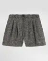 Dolce & Gabbana Wool Blend Chevron Shorts In Gray
