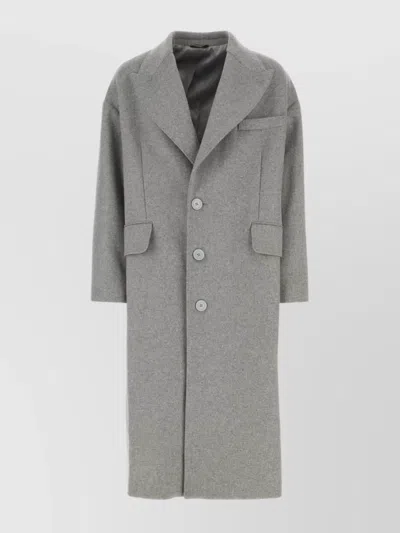 DOLCE & GABBANA SINGLE BREASTED WOOL BLEND LOOSE FIT COAT